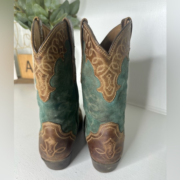 Ariat Brown Teal Inlay with Embroidered Western Cowboy Boots Women's Size 5.5 - Picture 6 of 10